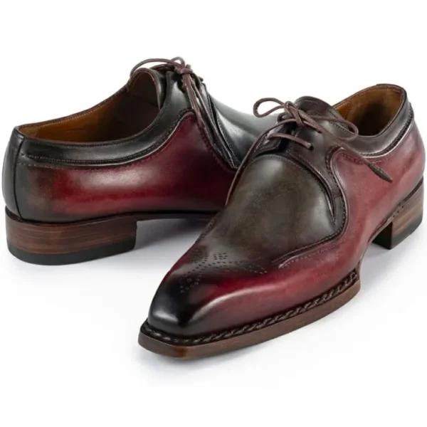 paul_parkman_mens_handwel_1-2.webp Discount Paul Parkman Men's Hand-Welted Leather Derby Shoes Green & Brown