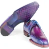 Sale Paul Parkman Men's Hand-Welted Leather Derby Shoes Blue & Purple