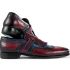 Clearance Paul Parkman Men's Kiltie Monkstrap Shoes Blue & Burgundy Blue&Burgundy