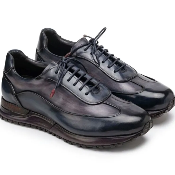 Flash Sale Paul Parkman Men's Patina Leather Sneakers Navy & Gray