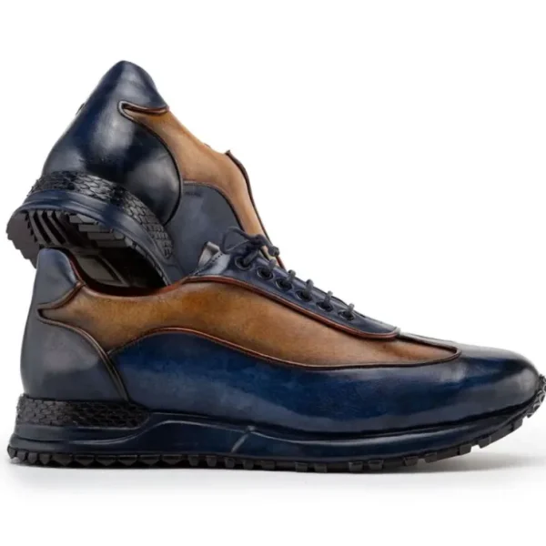 paul_parkman_mens_patina__1-2.webp Sale Paul Parkman Men's Patina Leather Sneakers Blue & Camel