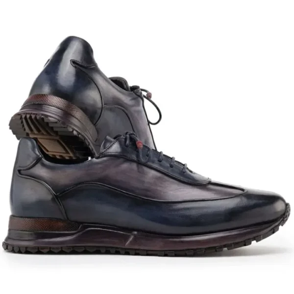 Flash Sale Paul Parkman Men's Patina Leather Sneakers Navy & Gray