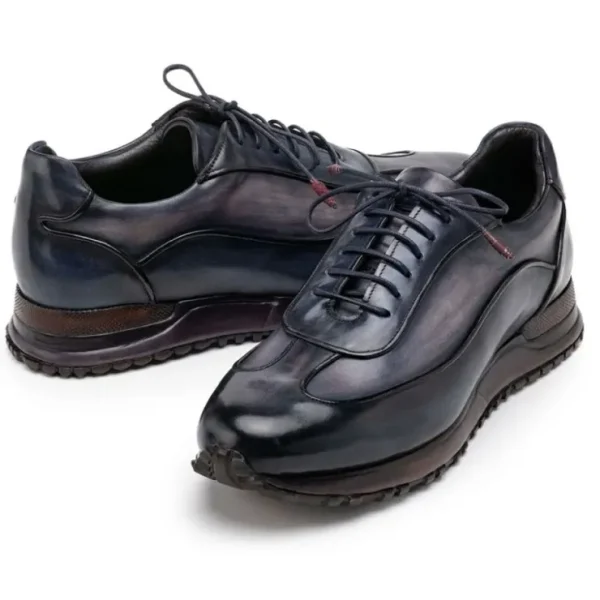 Flash Sale Paul Parkman Men's Patina Leather Sneakers Navy & Gray