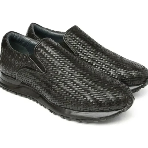 paul_parkman_mens_woven_l_0-1.webp Discount Paul Parkman Men's Woven Leather Slip-On Sneakers Black