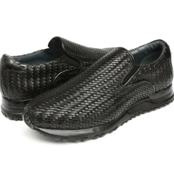 paul_parkman_mens_woven_l_1-1.webp Discount Paul Parkman Men's Woven Leather Slip-On Sneakers Black