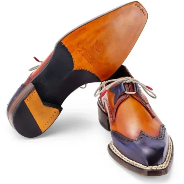 paul_parkman_norwegian_we_2.webp Best Paul Parkman Norwegian Welted Wingtip Dress Shoes Blue & Camel