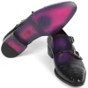 Flash Sale Paul Parkman Studded Cap Toe Monkstraps Shoes Purple