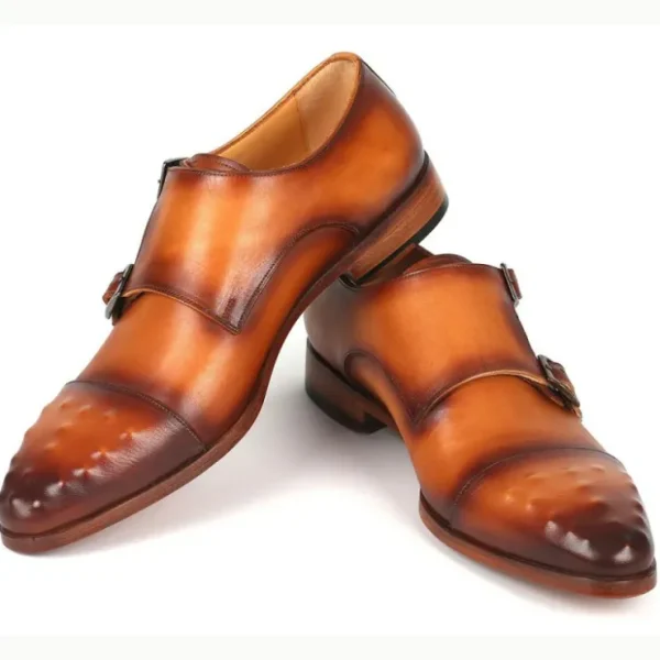 paul_parkman_studded_cap__4.webp Fashion Paul Parkman Studded Cap Toe Monkstraps Shoes Light Brown LightBrown