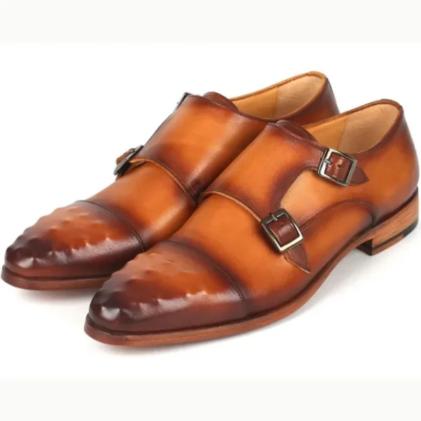 paul_parkman_studded_cap__5.webp Fashion Paul Parkman Studded Cap Toe Monkstraps Shoes Light Brown LightBrown