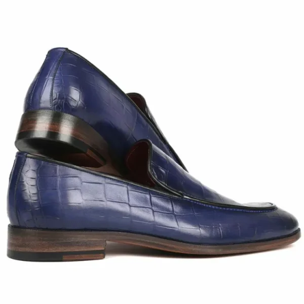 paul_parkman_textured_cro_1.webp Outlet Paul Parkman Textured Croco Leather Loafers Blue