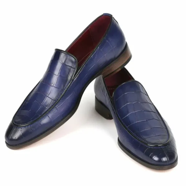 paul_parkman_textured_cro_3.webp Outlet Paul Parkman Textured Croco Leather Loafers Blue