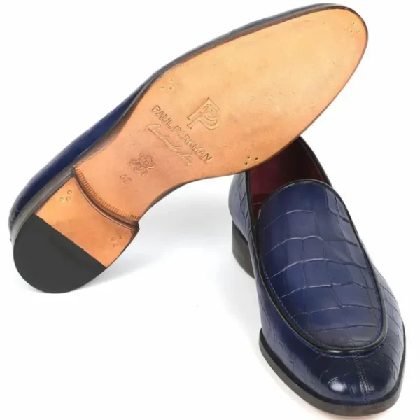 paul_parkman_textured_cro_4.webp Outlet Paul Parkman Textured Croco Leather Loafers Blue