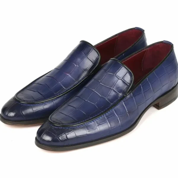 paul_parkman_textured_cro_5.webp Outlet Paul Parkman Textured Croco Leather Loafers Blue