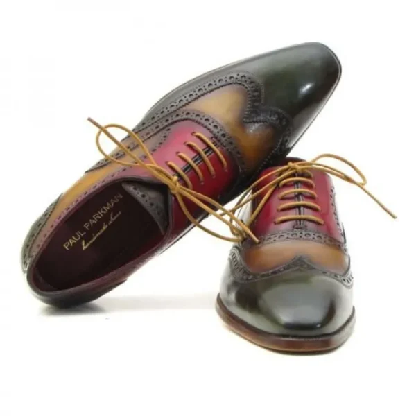 paul_parkman_three_tone_w_2.webp Outlet Paul Parkman Three Tone Wingtip Brogues Green/Camel/Bordeaux