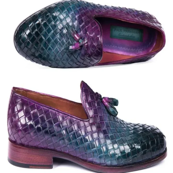 paul_parkman_woven_leathe_1.webp Shop Paul Parkman Woven Leather Tassel Loafers Multicolor