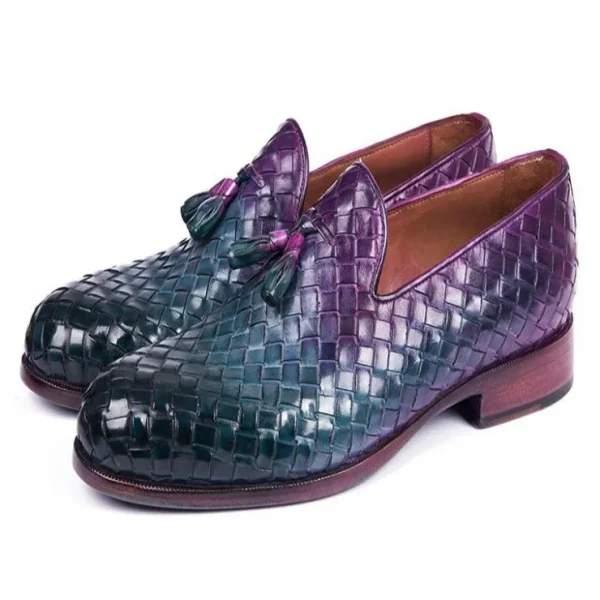paul_parkman_woven_leathe_3.webp Shop Paul Parkman Woven Leather Tassel Loafers Multicolor