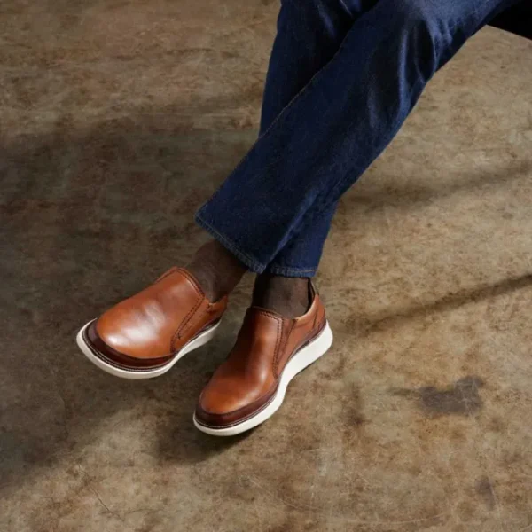 Clearance Samuel Hubbard Rafael Hyrbrid Leather Slip-On Tan