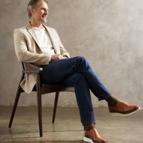 Clearance Samuel Hubbard Rafael Hyrbrid Leather Slip-On Tan
