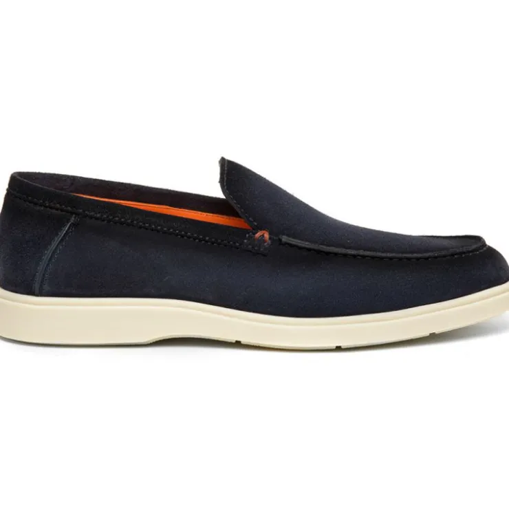 Fashion Santoni BOTANIST-A-GEXU60 Suede Loafer Blue