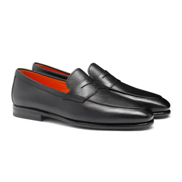santoni_carlospmemn_calfs_1.webp Online Santoni CARLOS-P4-MEMN01 Calfskin Penny Loafer Black