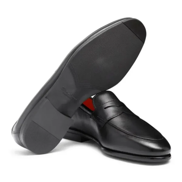 santoni_carlospmemn_calfs_2.webp Online Santoni CARLOS-P4-MEMN01 Calfskin Penny Loafer Black
