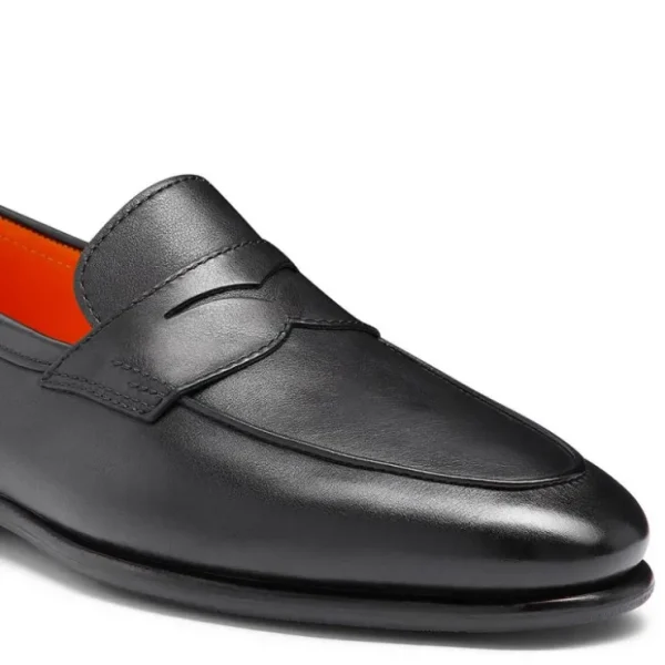 santoni_carlospmemn_calfs_4.webp Online Santoni CARLOS-P4-MEMN01 Calfskin Penny Loafer Black