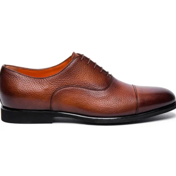 Cheap Santoni DARIAN-B-SDSM39 Tumbled Calfskin Oxfords Brown