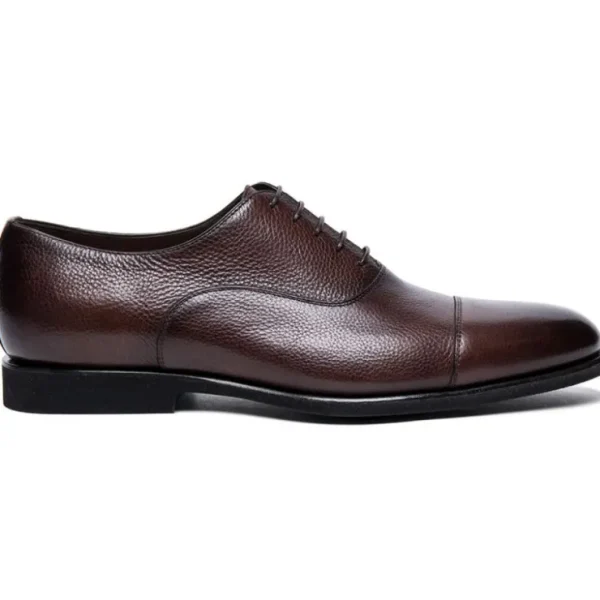 santoni_darianbsdst_tumbl_0.webp Fashion Santoni DARIAN-B-SDST50 Tumbled Calfskin Oxfords Dark Brown DarkBrown