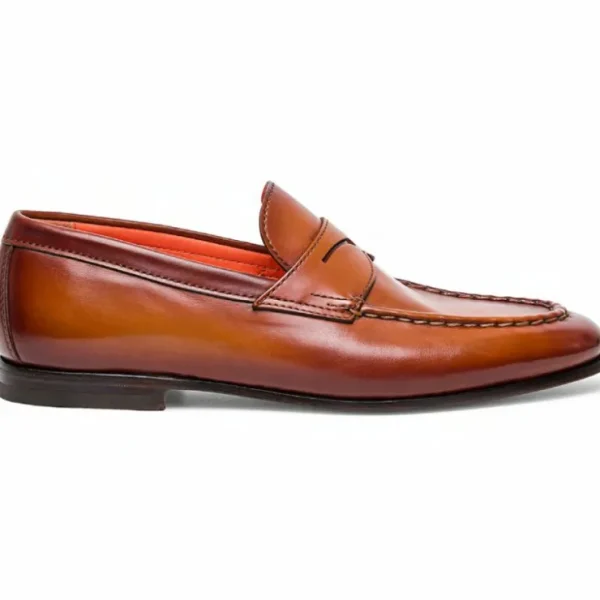 Flash Sale Santoni Door Calfskin Penny Loafers Light Brown LightBrown