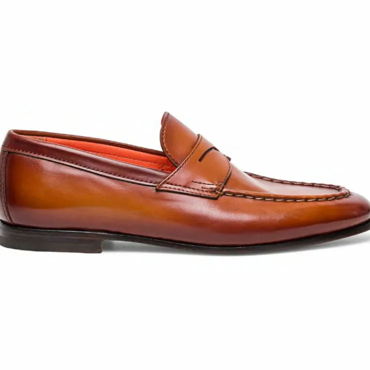 Flash Sale Santoni Door Calfskin Penny Loafers Light Brown LightBrown