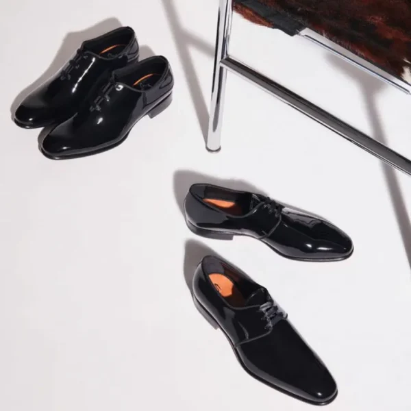 Flash Sale Santoni Isogram VERN01 Patent Derby Black