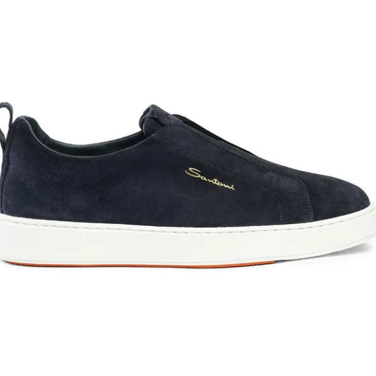 Hot Santoni VICTOR-SEYU60 Suede Slip-On Sneaker Blue