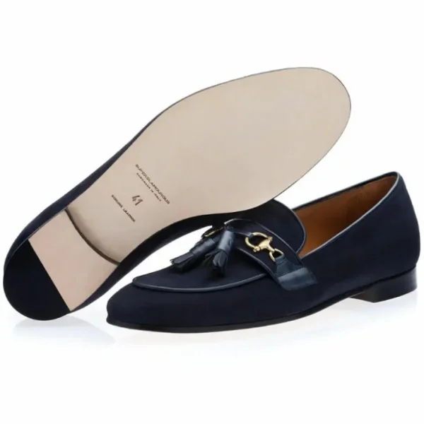 superglamourous_bruno_vel_1.webp Shop Superglamourous Bruno Velukid Slippers Navy