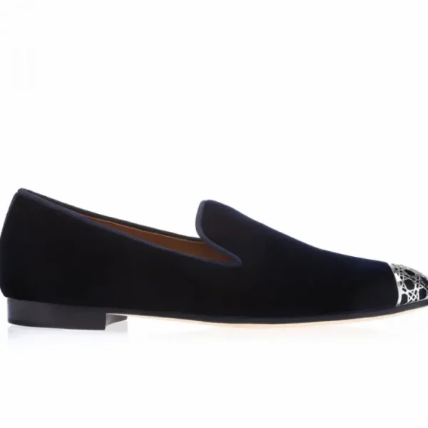 Discount Superglamourous Carraway Velour Slippers Blue
