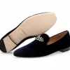 Sale Superglamourous Joel Velour Slippers Navy