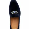 Sale Superglamourous Joel Velour Slippers Navy
