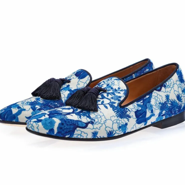 Shop Superglamourous Louis Chinoise Slippers Navy