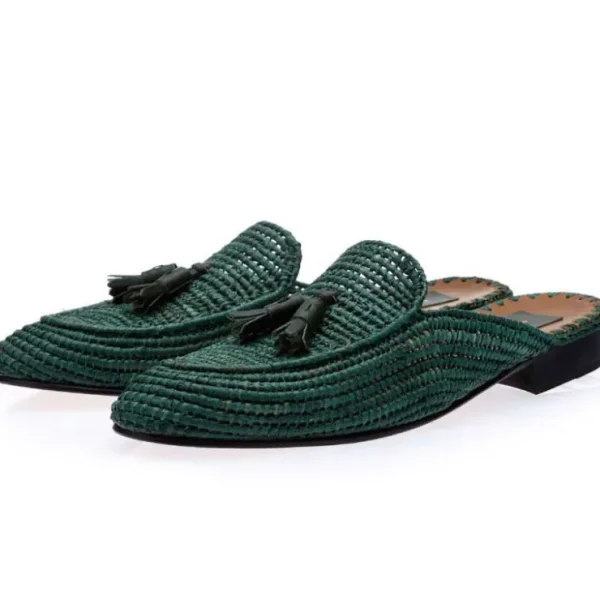 Discount Superglamourous Melilla Rafia Mules Green