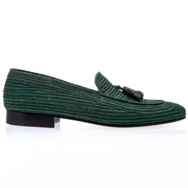 Outlet Superglamourous Melilla Rafia Loafers Green