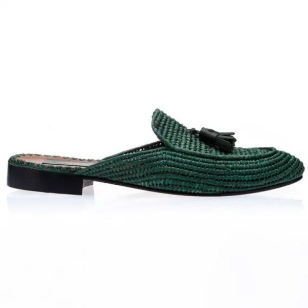 Discount Superglamourous Melilla Rafia Mules Green