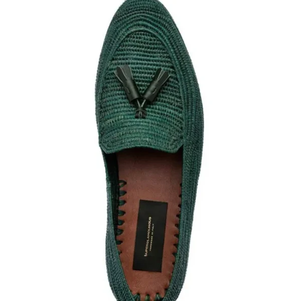 Outlet Superglamourous Melilla Rafia Loafers Green