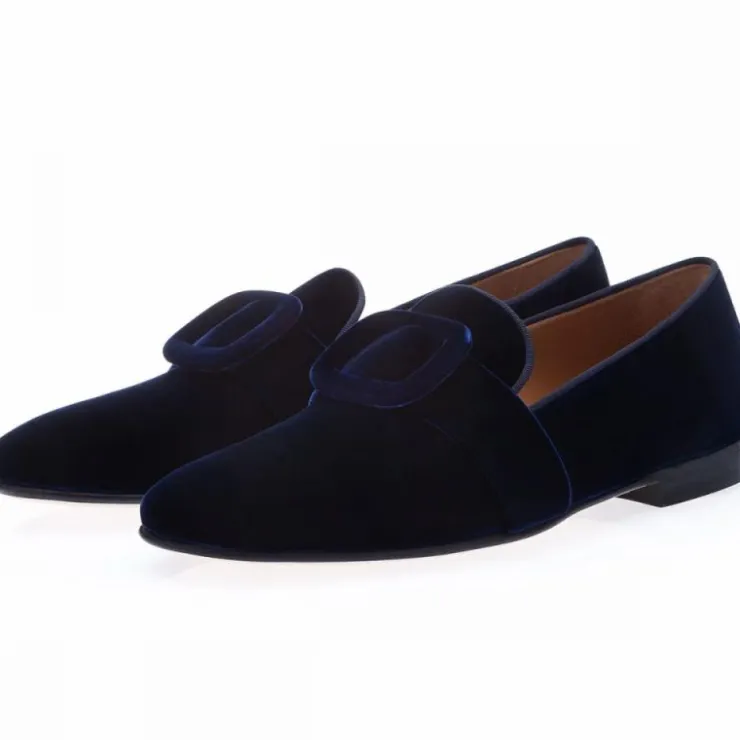 Sale Superglamourous Savoy Velour Slippers Navy