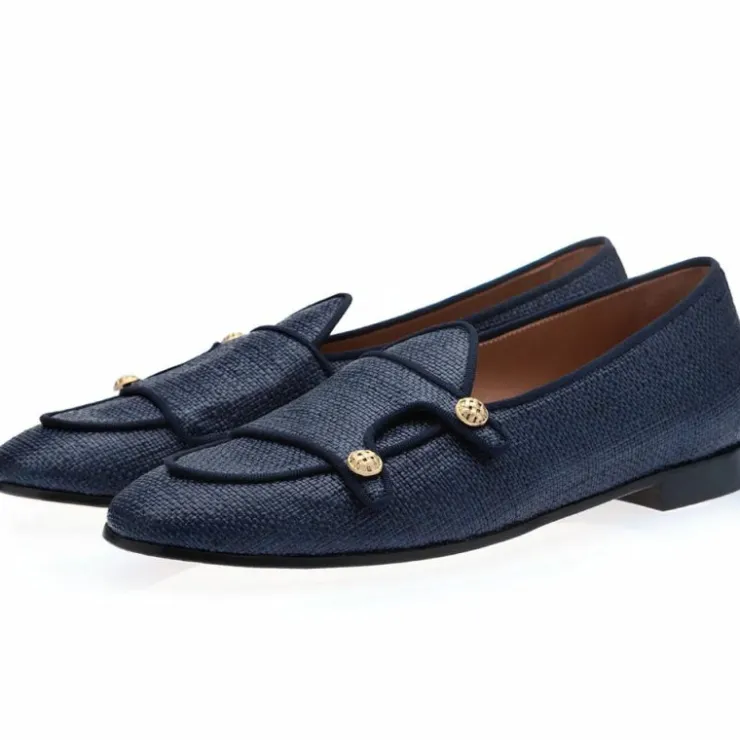 Online Superglamourous Tangerine 7 Georgia Belgian Loafers Navy