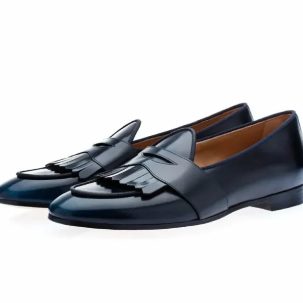 Shop Superglamourous Tangerine 10 Cordovan Belgian Loafers Navy
