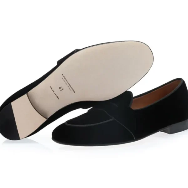 superglamourous_tangerine_1-2.webp Sale Superglamourous Tangerine Velour Belgian Loafers Black