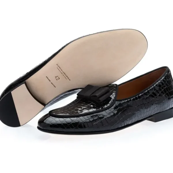 superglamourous_tangerine_1-47.webp Discount Superglamourous Tangerine 3 Crocolux Belgian Loafers Black