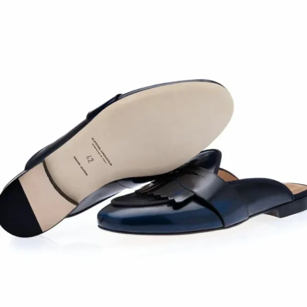Shop Superglamourous Tangerine 10 Cordovan Mules Navy