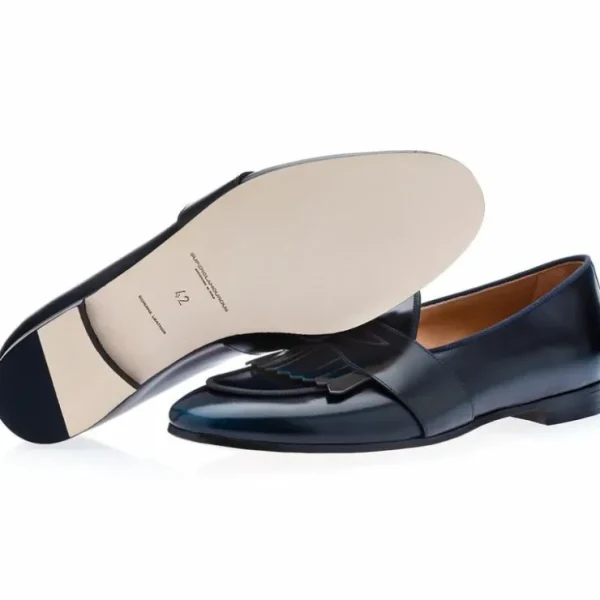 Shop Superglamourous Tangerine 10 Cordovan Belgian Loafers Navy