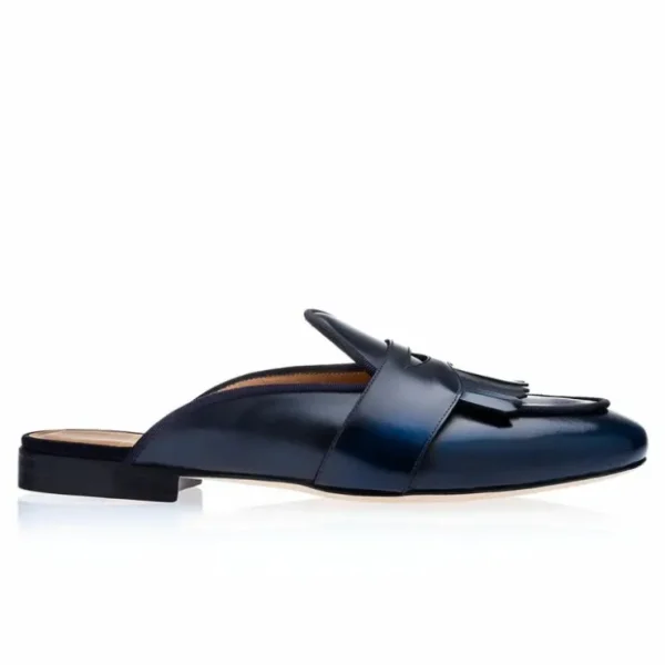 Shop Superglamourous Tangerine 10 Cordovan Mules Navy