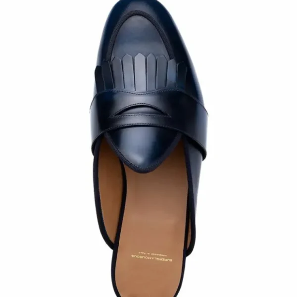 Shop Superglamourous Tangerine 10 Cordovan Mules Navy